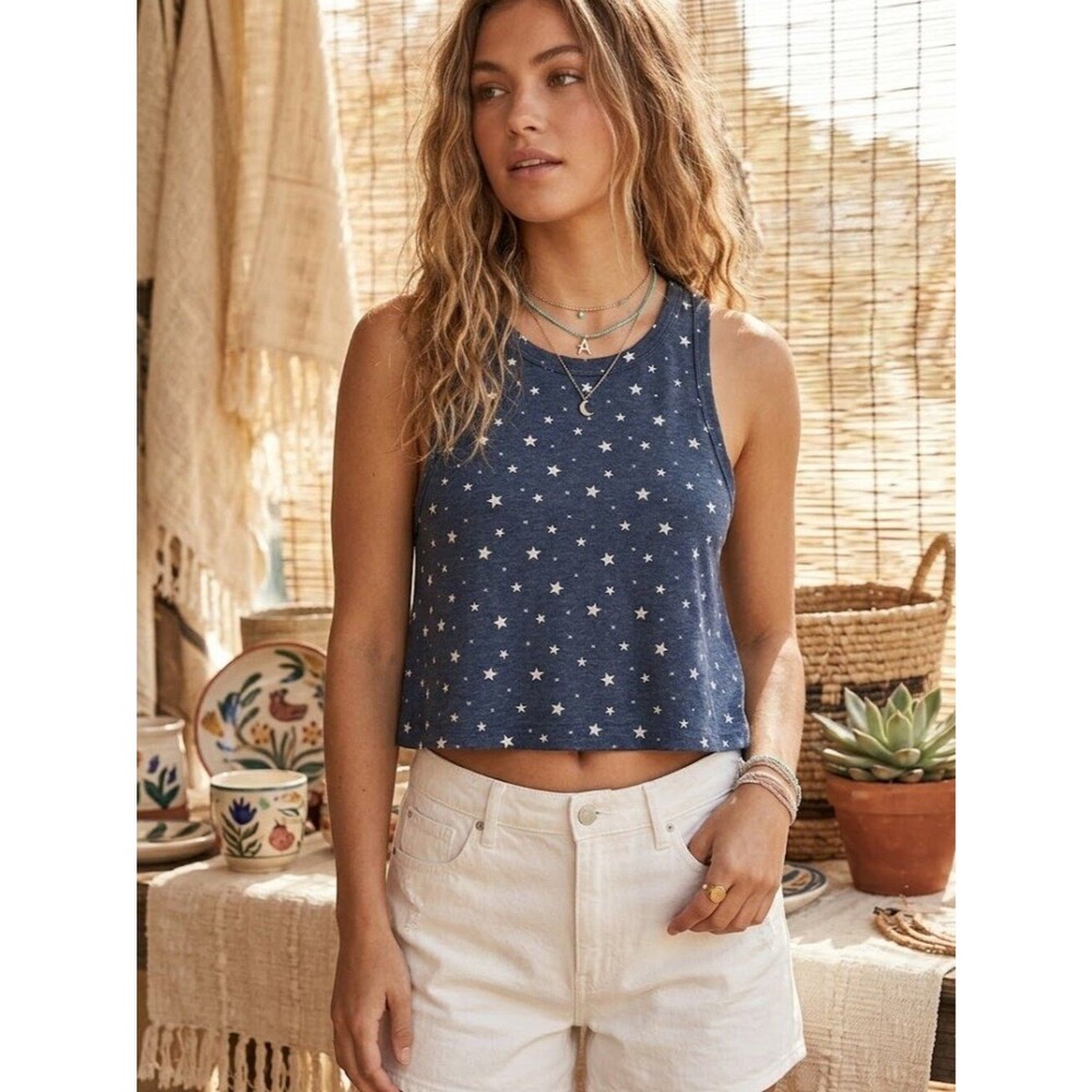 Altar’d State Jackie Navy White Star Tank Size X-Small
